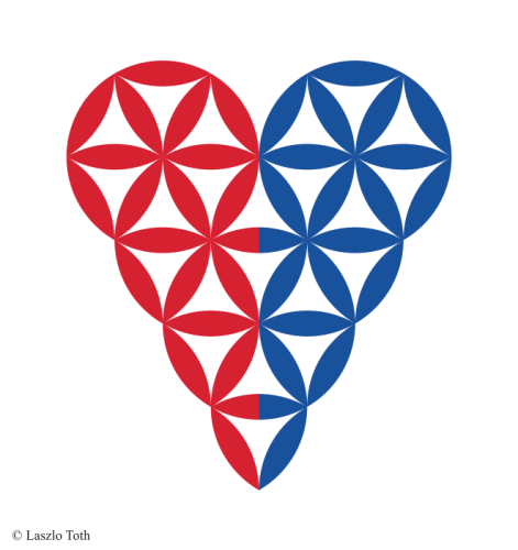 Sacred heart duality 2D-Red-Blue